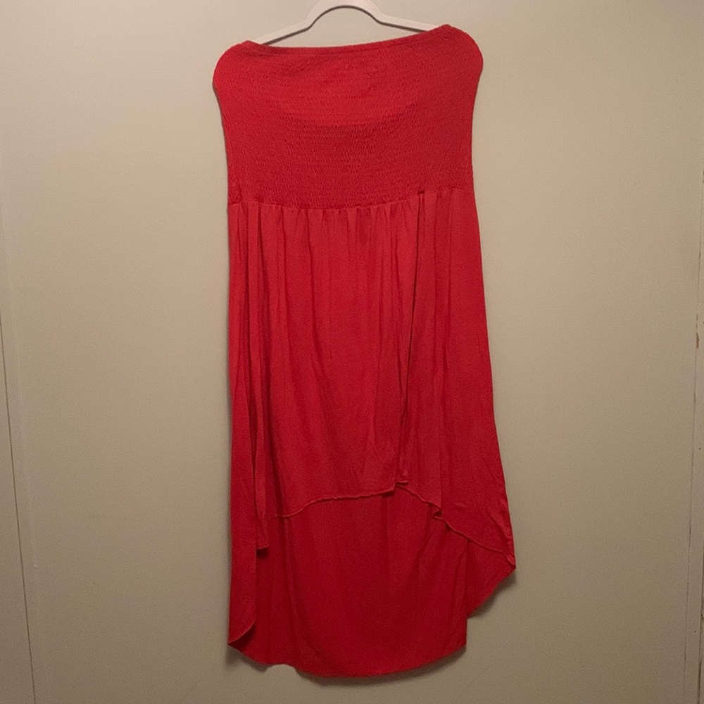 Strapless red dress